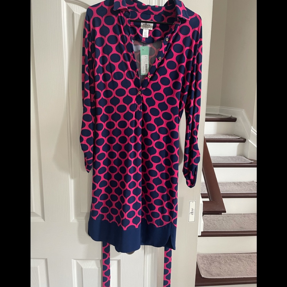 DM collection Marlowe jersey shirt dress with fabric belt